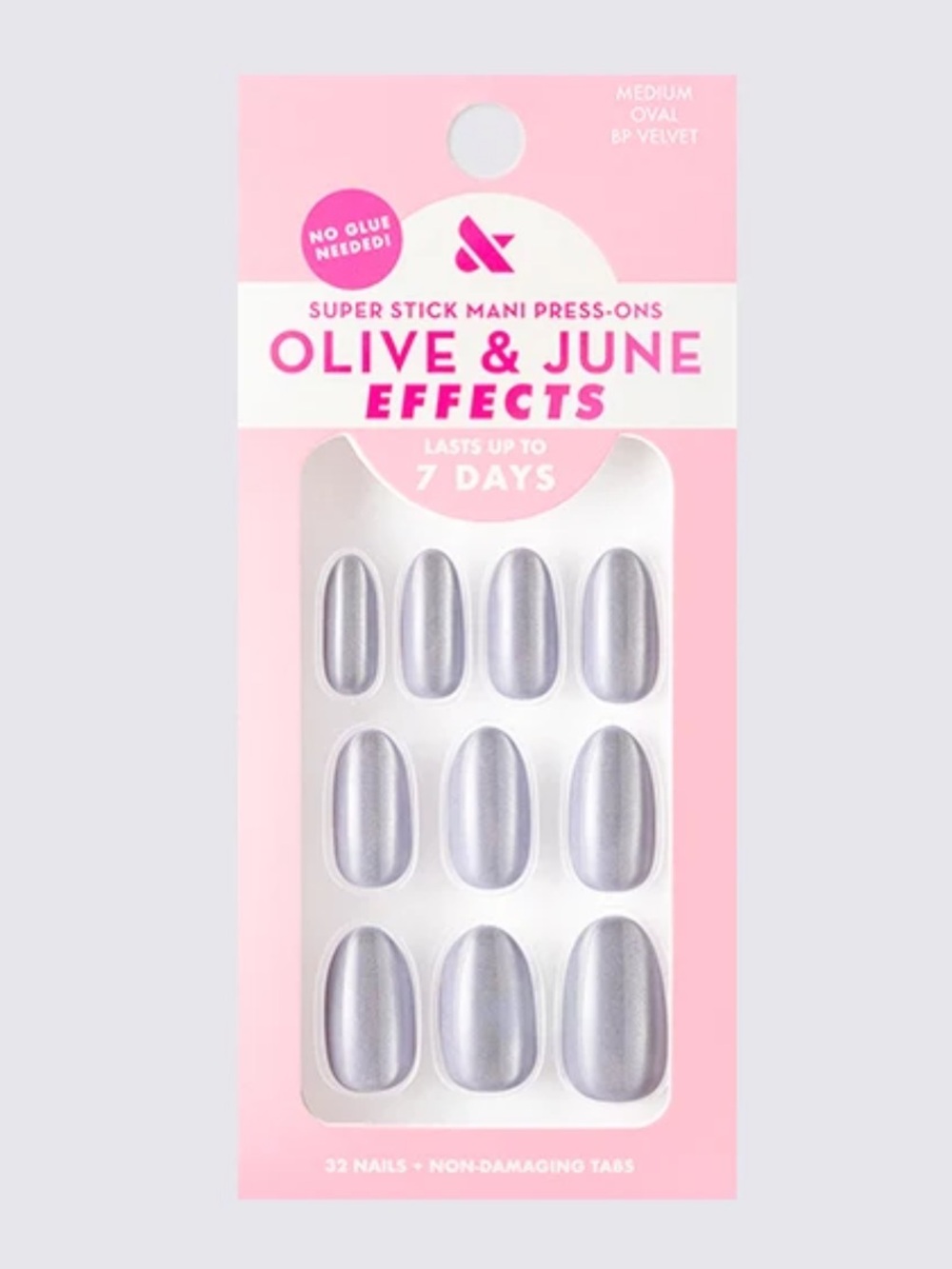 Olive and June Super Stick Mani Press On Nails in Medium, Oval, BP Velvet